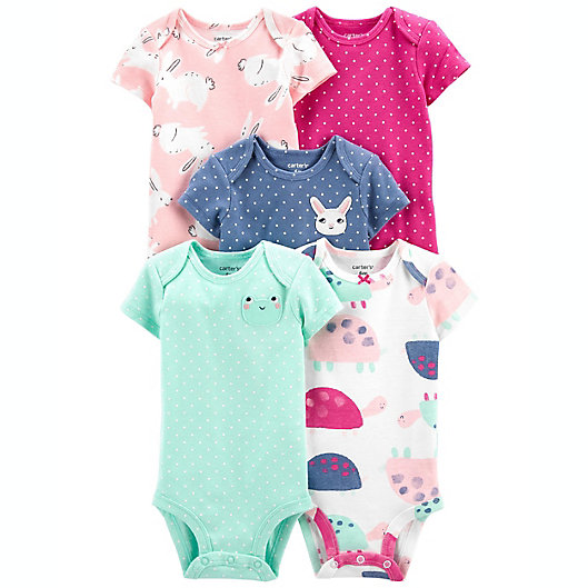 Alternate image 1 for carter's® 5-Pack Bodysuits in Teal/Purple
