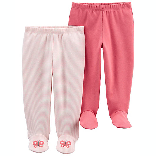 Alternate image 1 for carter's® 2-Pack Footed Pants in Pink