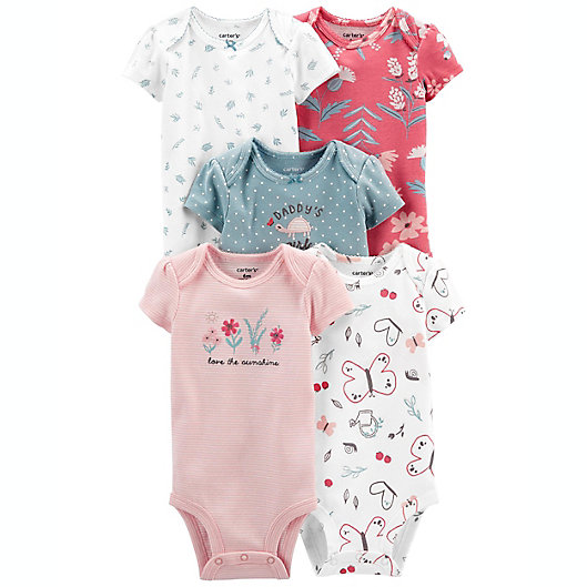 Carters Baby Girls 5-Pack Short Sleeve Original Bodysuits Owl Flowers