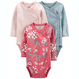 carter's® Newborn 3-Pack Floral Side-Snap Bodysuits