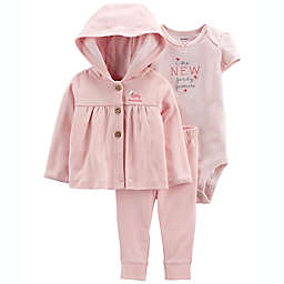 carter's® Newborn 3-Piece Butterfly Little Cardigan Set in Pink