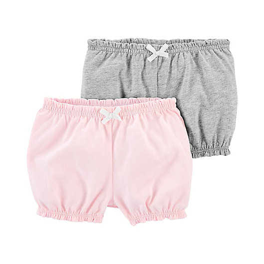 Alternate image 1 for carter's® Size 24M 2-Pack Cotton Shorts in Grey/Pink