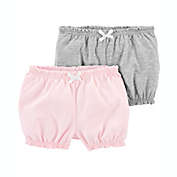 carter&#39;s&reg; 2-Pack Cotton Shorts in Grey/Pink