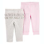 Alternate image 0 for carter&#39;s&reg; Preemie 2-Pack Pull-On Pants in Pink/Grey