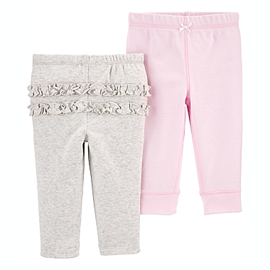 carter&#39;s&reg; Preemie 2-Pack Pull-On Pants in Pink/Grey. View a larger version of this product image.