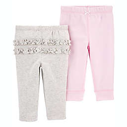 carter&#39;s&reg; Preemie 2-Pack Pull-On Pants in Pink/Grey