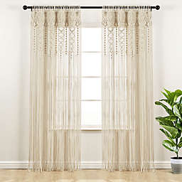 Lush D&eacute;cor Boho Macram&eacute; 84-Inch Rod Pocket Window Curtain Panel in Neutral