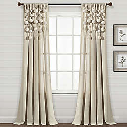 Lush D&eacute;cor Boho Pom-Pom Tassel 84-Inch Rod Pocket Window Curtain Panel in Linen (Single)