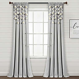 Lush Décor Boho Pom-Pom Tassel 84-Inch Rod Pocket Window Curtain Panel in Off-White (Single)