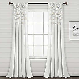Lush D&eacute;cor Boho Pom-Pom Tassel 84-Inch Rod Pocket Window Curtain Panel in Off-White (Single)