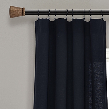 Lush Decor Linen 95-Inch Rod Pocket Light Filtering Window Curtain Panel in Black/White (Single). View a larger version of this product image.