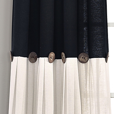 Lush Decor Linen 95-Inch Rod Pocket Light Filtering Window Curtain Panel in Black/White (Single). View a larger version of this product image.