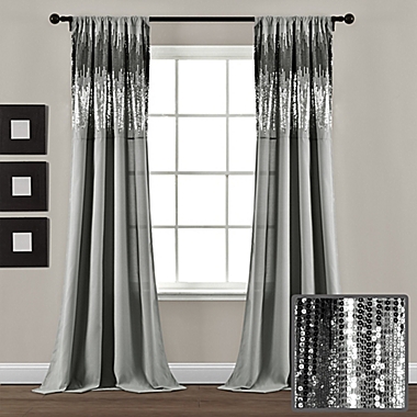 Lush D&eacute;cor Shimmer Sequins 84-Inch Rod Pocket Curtain Panels in Dark Grey (Set of 2). View a larger version of this product image.