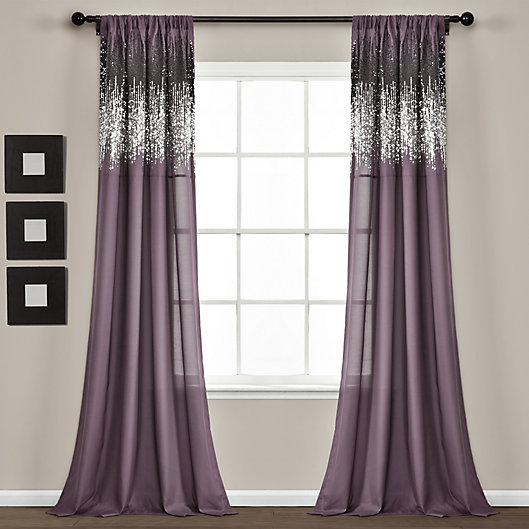 Alternate image 1 for Lush Décor Shimmer Sequins 84-Inch Rod Pocket Curtain Panels in Purple (Set of 2)