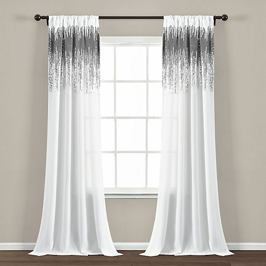 Alternate image 1 for Lush Décor Shimmer Sequins 84-Inch Rod Pocket Curtain Panels in White (Set of 2)