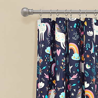 Lush D&eacute;cor Unicorn Heart 84-Inch Rod Pocket Window Curtain Panels in Navy/Multi (Set of 2). View a larger version of this product image.