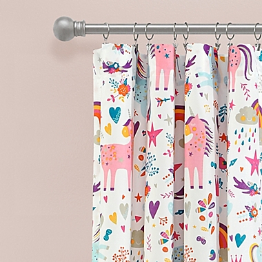 Lush D&eacute;cor Unicorn Heart 84-Inch Rod Pocket Window Curtain Panels in White/Multi (Set of 2). View a larger version of this product image.