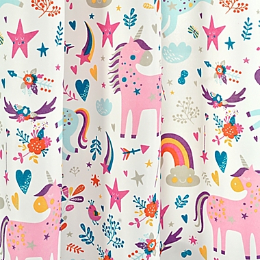 Lush D&eacute;cor Unicorn Heart 84-Inch Rod Pocket Window Curtain Panels in White/Multi (Set of 2). View a larger version of this product image.