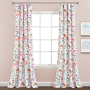 Lush D&eacute;cor Unicorn Heart 84-Inch Rod Pocket Window Curtain Panels (Set of 2). View a larger version of this product image.