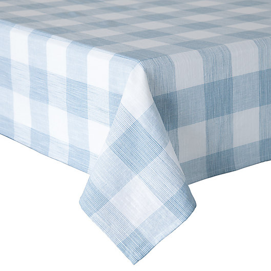 Alternate image 1 for Bee & Willow™ Home Textured Check Oblong Tablecloth in Light Blue