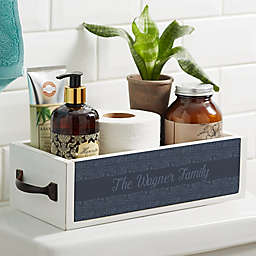Stamped Pattern Personalized Wood Bathroom Storage Box