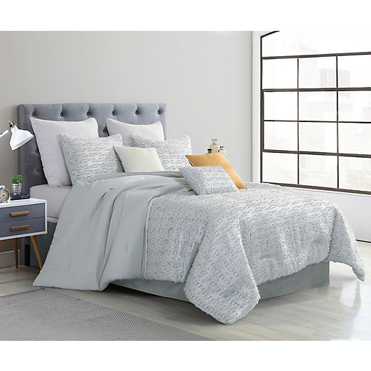 Alternate image 1 for Haldis Luxury 7-Piece Queen Comforter Set in Grey