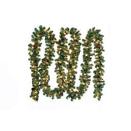 H for Happy™ 20-Foot Christmas Garland in Green/Red with Clear Lights