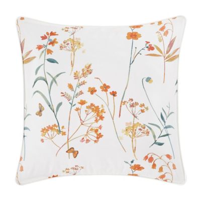 ANTHOLOGY Scarlet European Pillow SHAM Embroidered Coral 