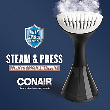 Conair&reg; Turbo ExtremeSteam&reg; GS51 Steam & Press Handheld Steamer in Black/Silver. View a larger version of this product image.
