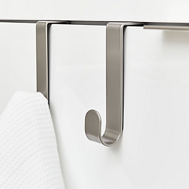 Squared Away&trade; Steel Over-the-Cabinet Double Hook in Brushed Nickel. View a larger version of this product image.