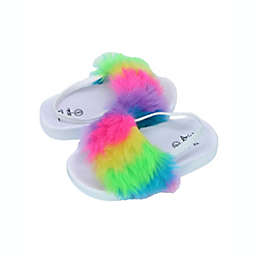 First Steps Size 10 Bright Rainbow Slide in White
