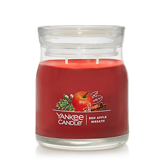 Alternate image 1 for Yankee Candle® Red Apple Wreath 13 oz. 2-Wick Tumbler Candle with Glass Lid