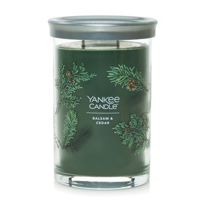 20oz Signature Large Tumbler Candle Balsam & Cedar - Yankee Candle: Soy Wax Blend, Glass Jar, Dual Wick