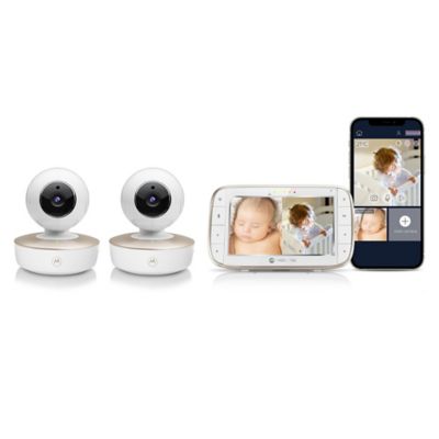 Motorola&reg; VM855-2 Connect 5-Inch WiFi Video Baby Monitor with 2 Cameras om White