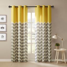 Intelligent Design Alex 84-Inch Grommet Top Window Curtain Panels in Yellow (Set of 2)