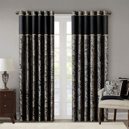 Aubrey 84-Inch Window Curtain Panel in Black (Single)