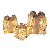 Bee &amp; Willow&trade; Metal LED Decorative Gift Boxes in Natural (Set of 3)