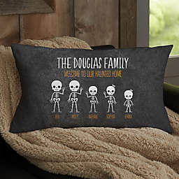 Skeleton Family Personalized Halloween Lumbar Velvet Throw Pillow