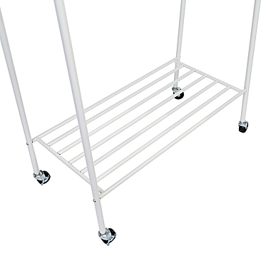 Honey-Can-Do&reg; Rolling Garment Rack with Shoe Shelf in Matte White. View a larger version of this product image.