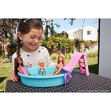 Mattel 6-Piece Blonde Barbie&reg; Doll and Pool Playset. View a larger version of this product image.