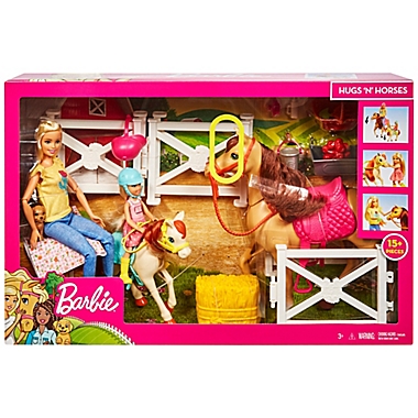 Mattel 20-Piece Barbie&reg; Hugs &#39;n Horses Playset and Accessories. View a larger version of this product image.