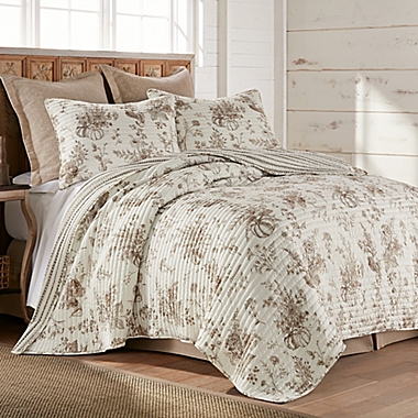 Harvest Toile Reversible Quilt Set in Charcoal/Cream. View a larger version of this product image.