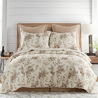 Harvest Toile Twin Reversible Quilt Set in Charcoal/Cream. View a larger version of this product image.