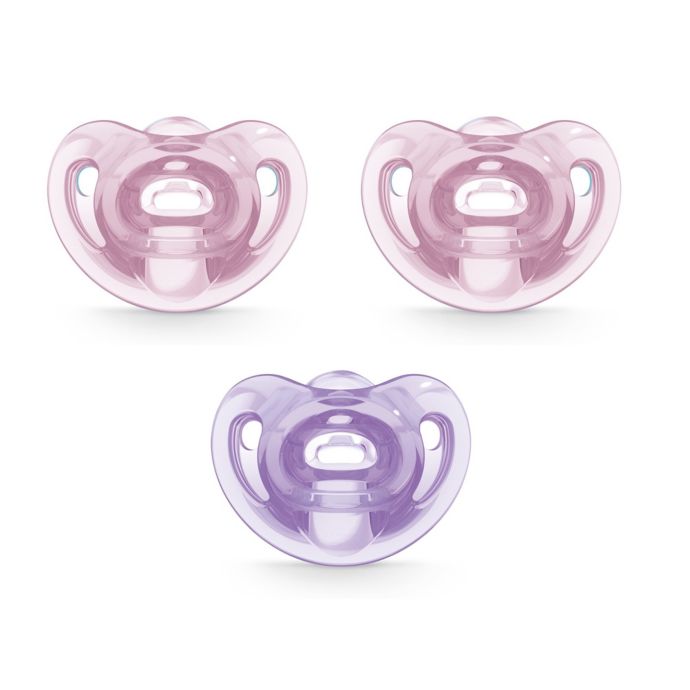 NUK® Comfy™ 3-Pack Orthodontic Pacifiers in Pink/Purple | Bed Bath & Beyond