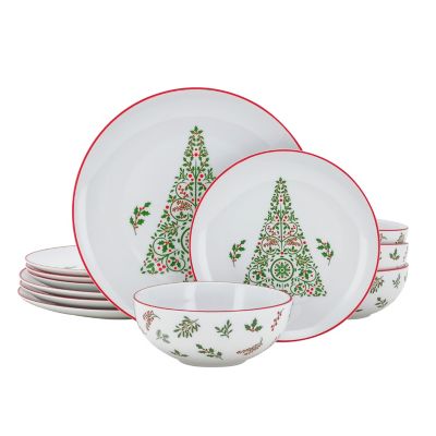 Bee &amp; Willow&trade; Christmas 12-Piece Dinnerware Set in White/Red