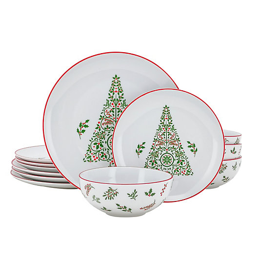 Alternate image 1 for Bee & Willow™ Christmas 12-Piece Dinnerware Set in White/Red