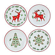 Bee &amp; Willow&trade; Christmas Appetizer Plates in White/Red (Set of 4)