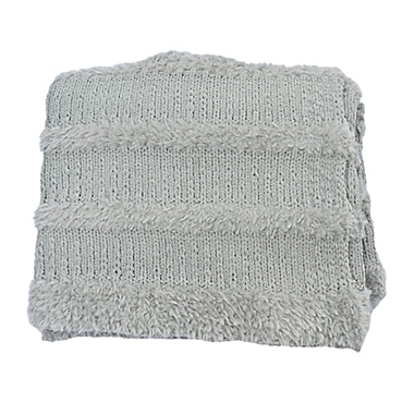 Bee &amp; Willow&trade; Cozy Stripe Faux Fur Throw Blanket in Grey. View a larger version of this product image.