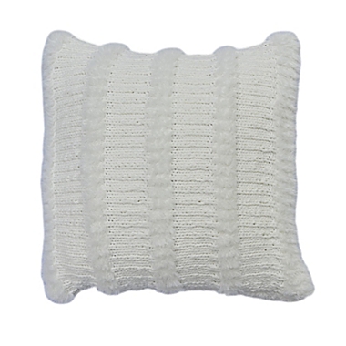 Bee &amp; Willow&trade; Cozy Faux Fur Stripe Square Throw Pillow in Ivory. View a larger version of this product image.