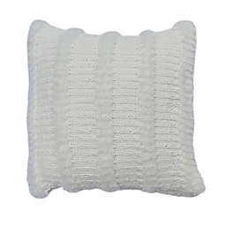 Bee & Willow™ Cozy Faux Fur Stripe Square Throw Pillow in Ivory